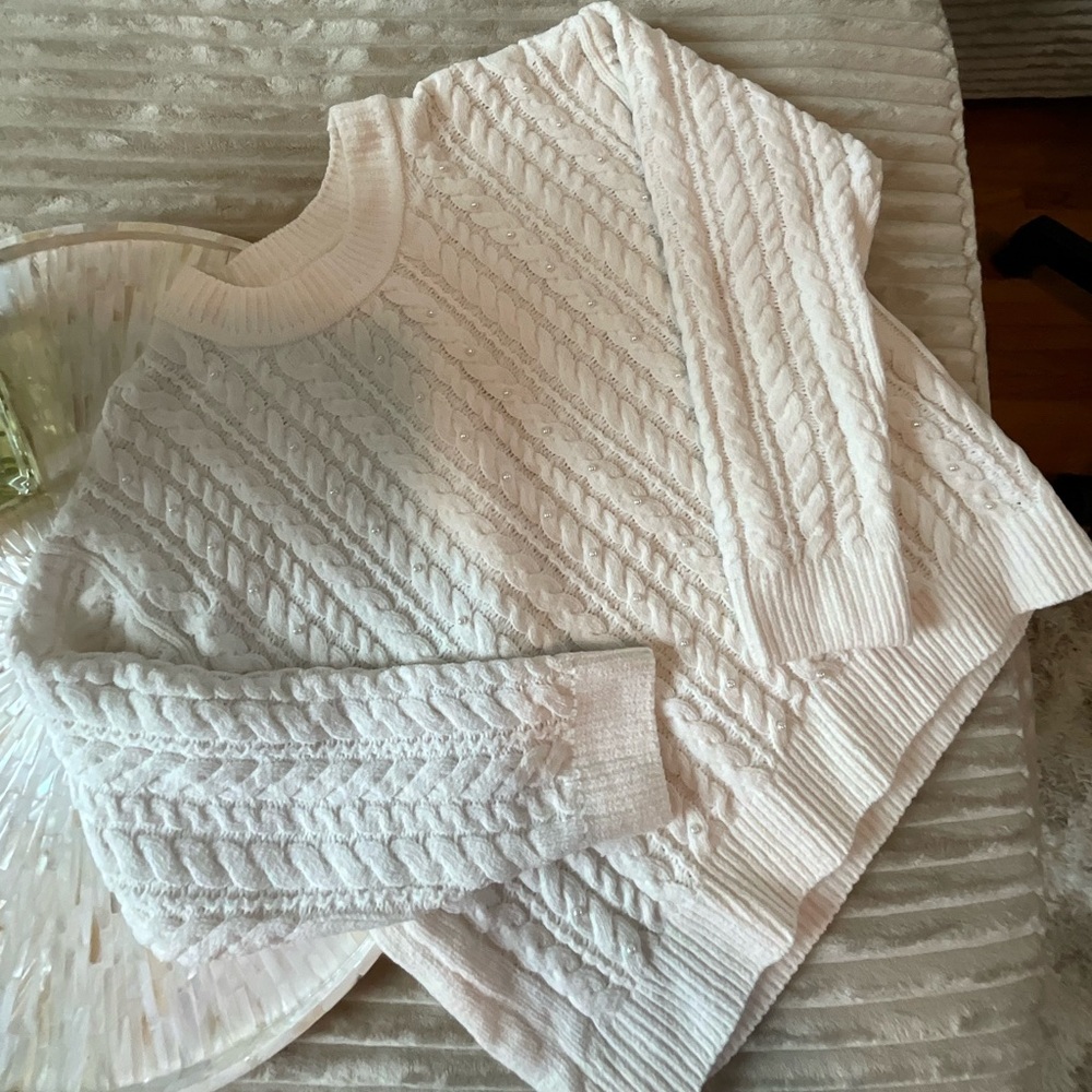 Cynthia Rowley Cream Cable Knit Sweater